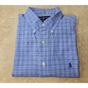 Ralph Lauren Mens L 16 1/2 34/35 Cotton Checks Polo Pony Yarmouth Shirt Preppy‎